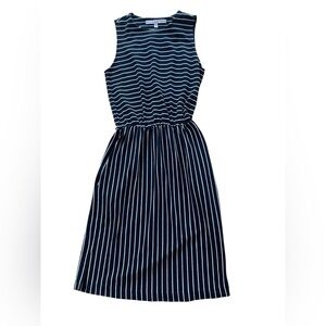 & Other Stories Navy and White Striped Sleeveless Dress with Pockets